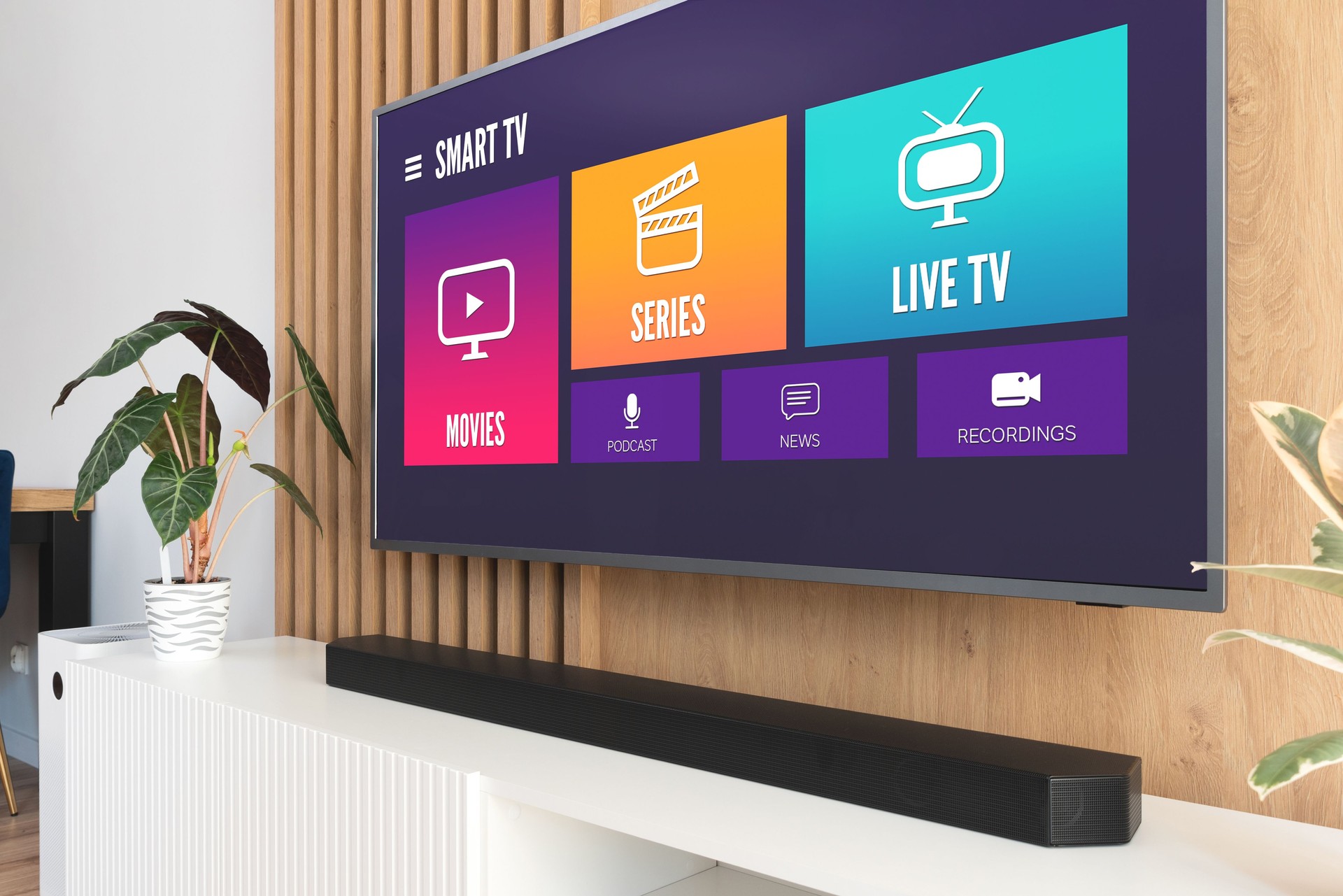 TV streaming app service on screen